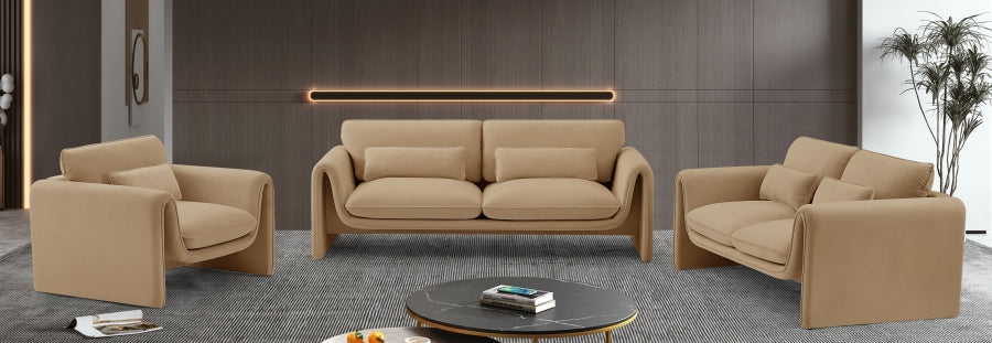 Sloan Velvet Sofa Camel - 199Camel-S - Vega Furniture