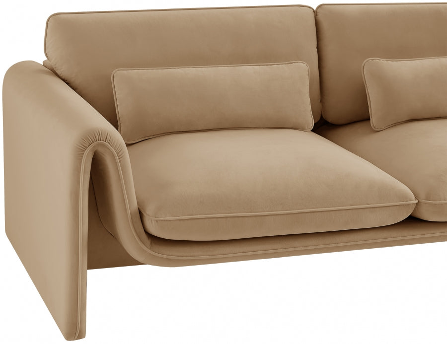 Sloan Velvet Sofa Camel - 199Camel-S - Vega Furniture