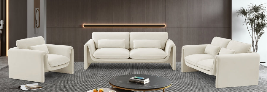 Sloan Velvet Sofa Cream - 199Cream-S - Vega Furniture