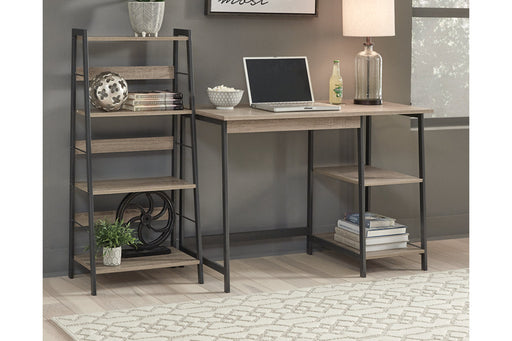 Soho Light Brown/Gunmetal Home Office Desk and Shelf - Z1411838 - Vega Furniture