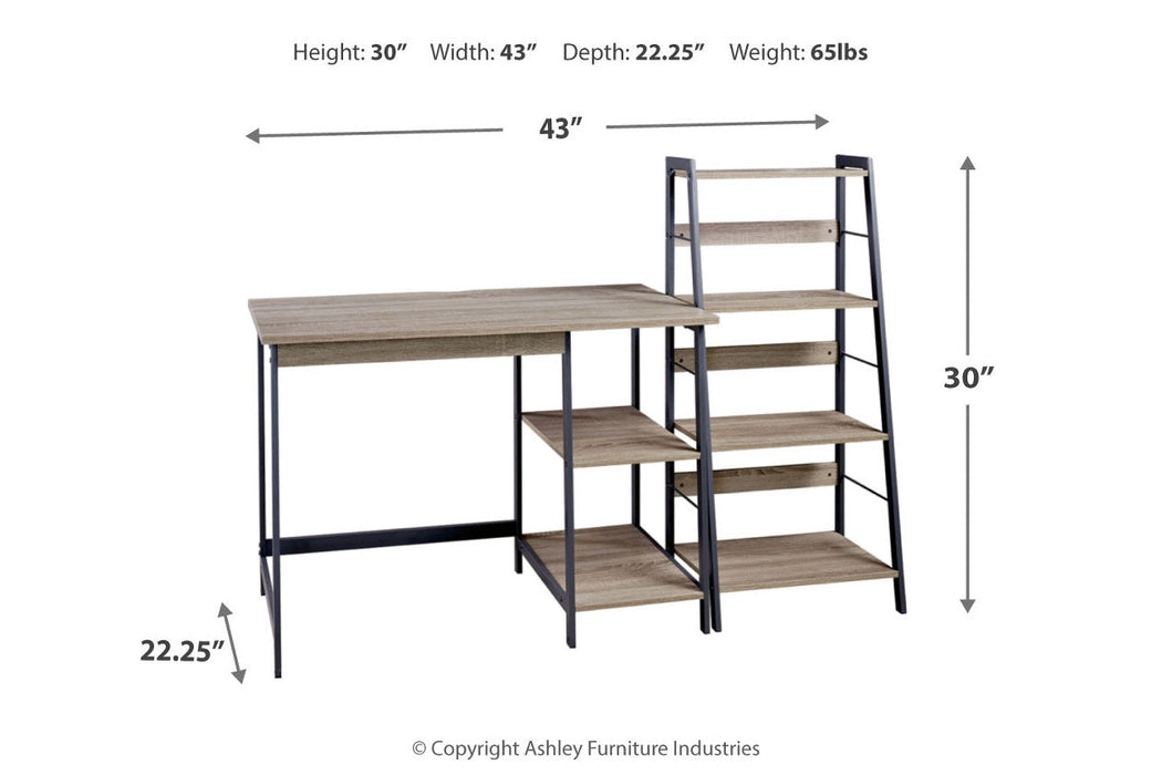 Soho Light Brown/Gunmetal Home Office Desk and Shelf - Z1411838 - Vega Furniture