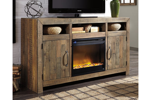 Sommerford Brown 62" TV Stand with Electric Fireplace - SET | W100-02 | W775-48 - Vega Furniture