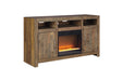 Sommerford Brown 62" TV Stand with Electric Fireplace - SET | W100-02 | W775-48 - Vega Furniture