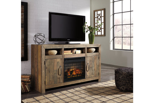 Sommerford Brown 62" TV Stand with Electric Fireplace - SET | W100-101 | W775-48 - Vega Furniture