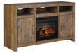 Sommerford Brown 62" TV Stand with Electric Fireplace - SET | W100-101 | W775-48 - Vega Furniture