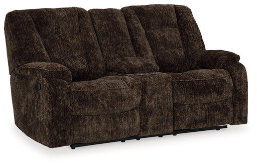 Soundwave Chocolate Reclining Loveseat with Console - 7450294 - Vega Furniture