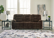 Soundwave Chocolate Reclining Sofa with Drop Down Table - 7450289 - Vega Furniture