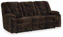 Soundwave Chocolate Reclining Sofa with Drop Down Table - 7450289 - Vega Furniture