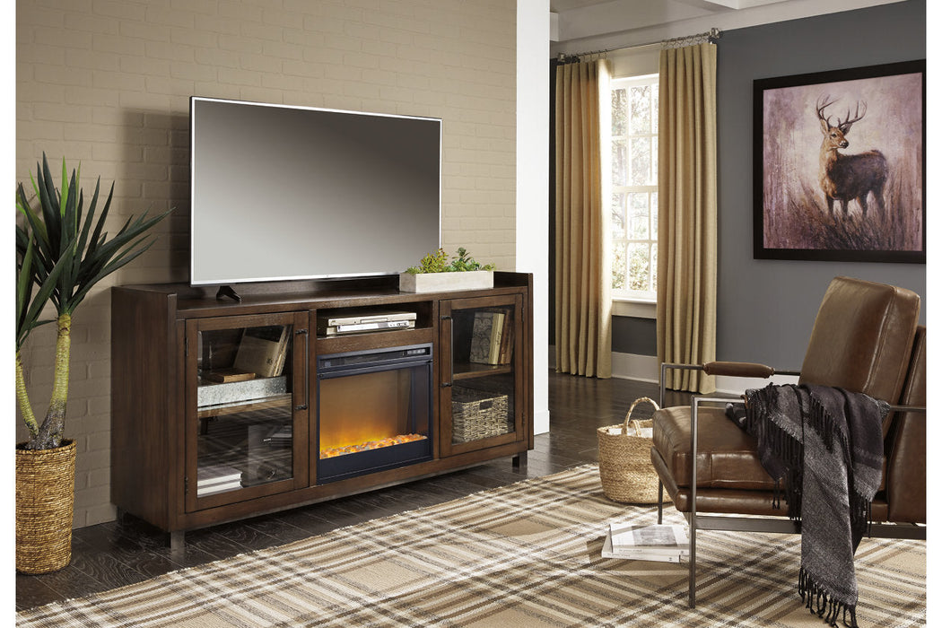 Starmore Brown 70" TV Stand with Electric Fireplace - SET | W100-02 | W633-68 - Vega Furniture