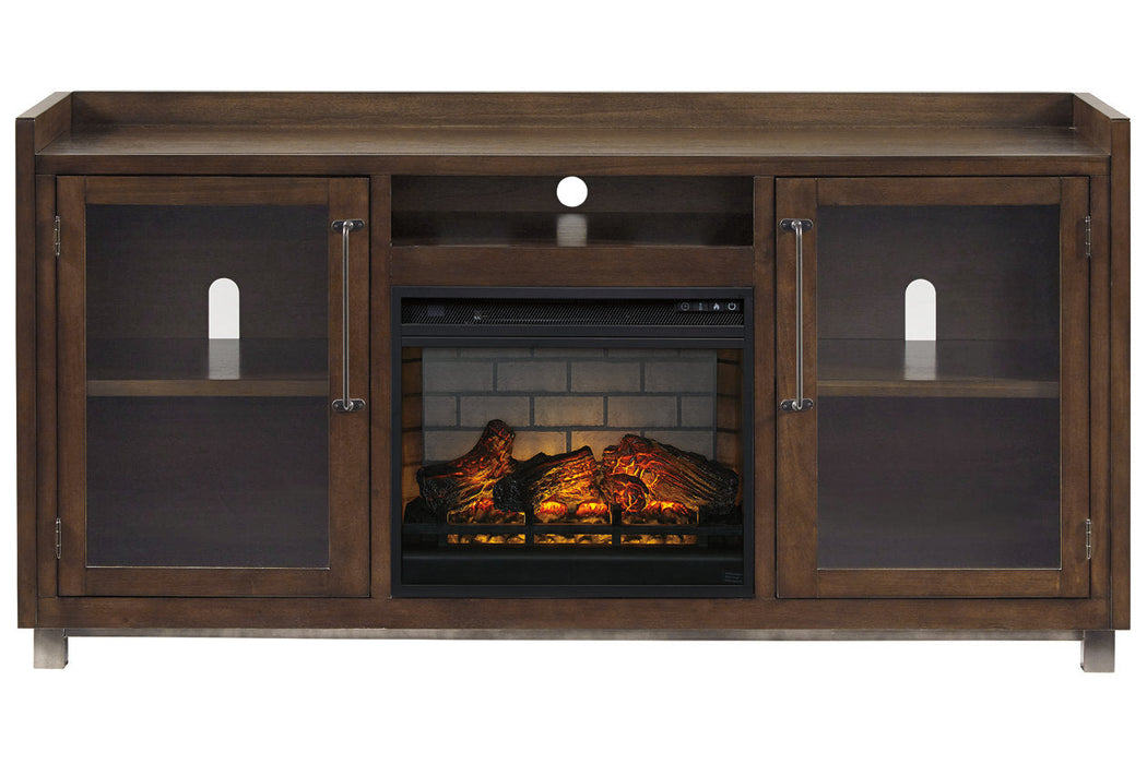 Starmore Brown 70" TV Stand with Electric Fireplace - SET | W100-101 | W633-68 - Vega Furniture