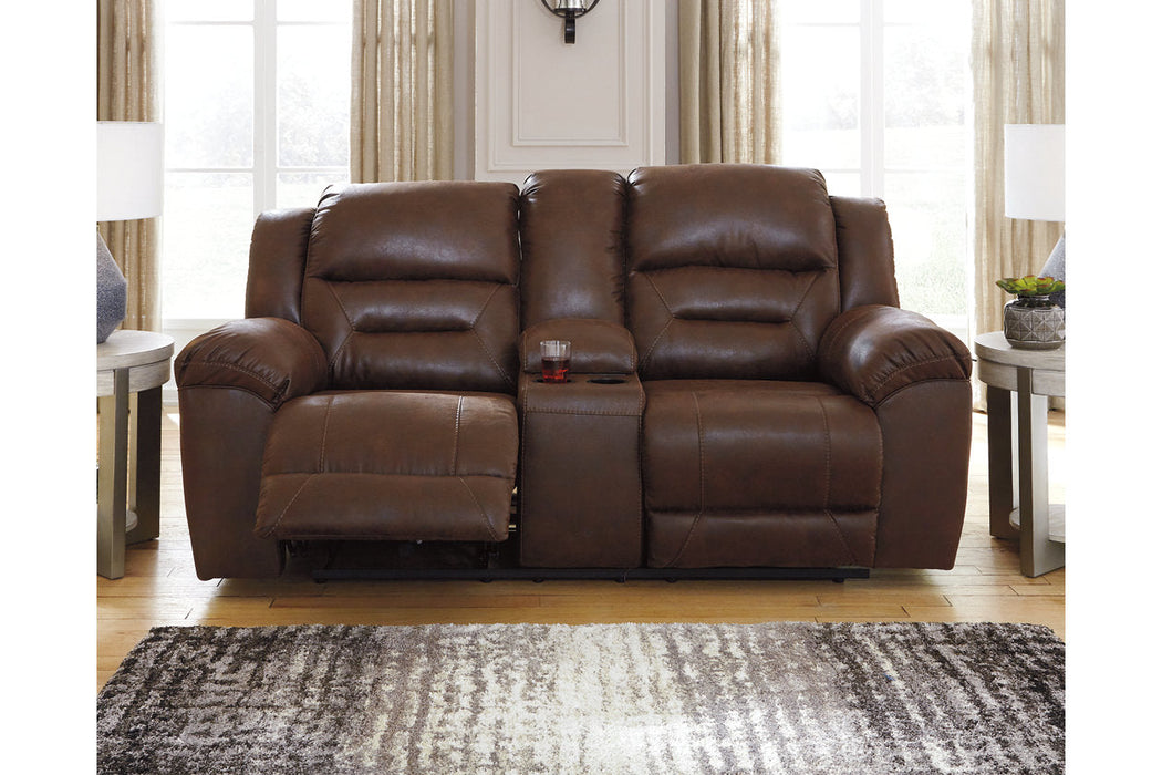 Stoneland Chocolate Power Reclining Loveseat with Console - 3990496 - Vega Furniture