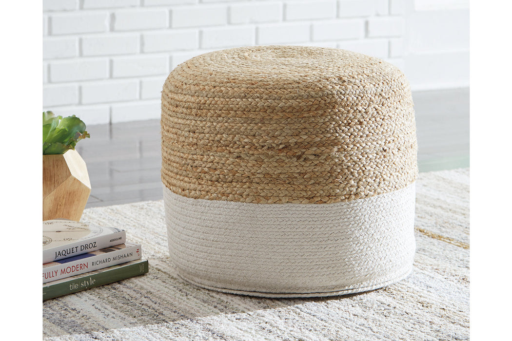Sweed Valley Natural/White Pouf - A1000420 - Vega Furniture