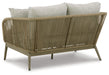 Swiss Valley Beige Outdoor Loveseat with Cushion - P390-835 - Vega Furniture