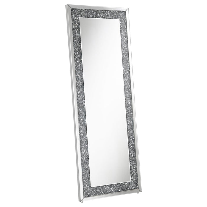 Sylvia Crystal Inlay Rectangle Floor Mirror - 961636 - Vega Furniture