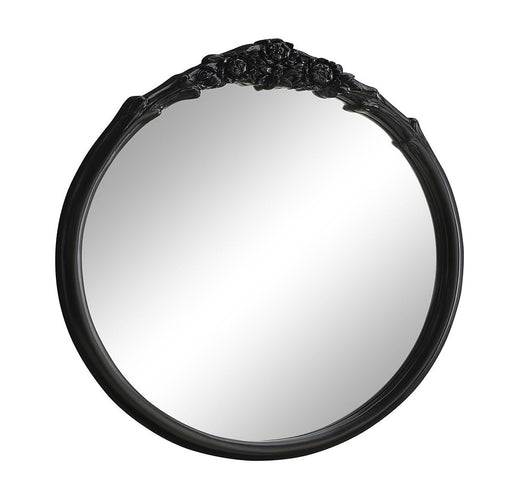 Sylvie Glossy Black Round Mirror - 969533GBK - Vega Furniture
