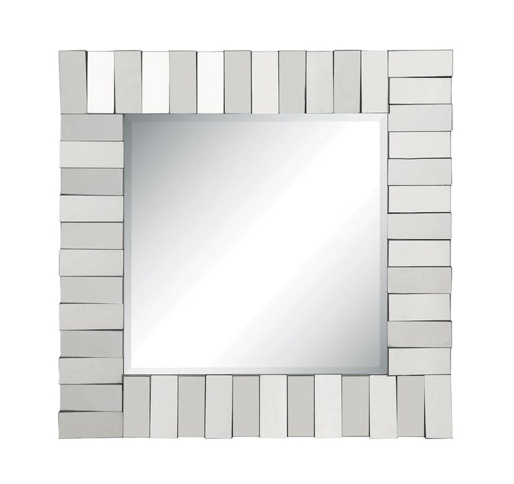 Tanwen Silver Square Wall Mirror with Layered Panel - 901806 - Vega Furniture