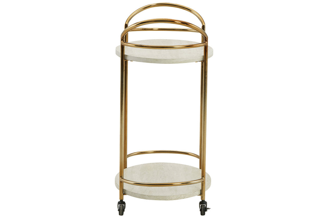 Tarica Cream/Gold Finish Bar Cart - A4000502 - Vega Furniture