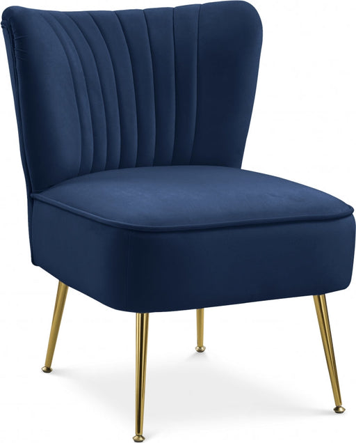 Tess Blue Velvet Accent Chair - 504Navy - Vega Furniture