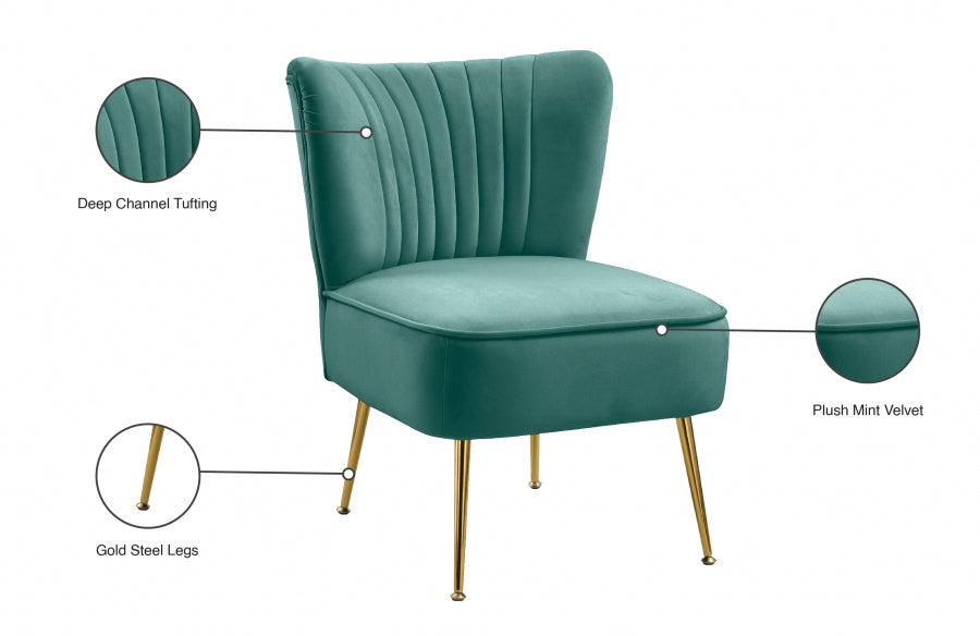 Tess Green Velvet Accent Chair - 504Mint - Vega Furniture