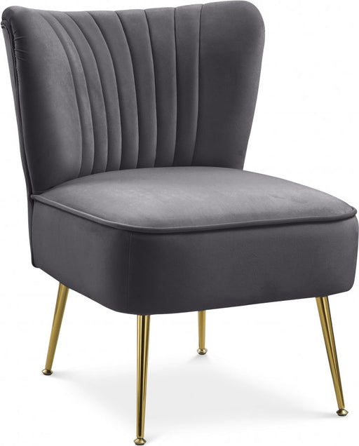 Tess Grey Velvet Accent Chair - 504Grey - Vega Furniture
