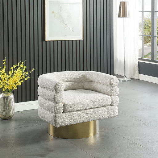 Tessa Cream Boucle Fabric Accent Chair - 544Cream - Vega Furniture