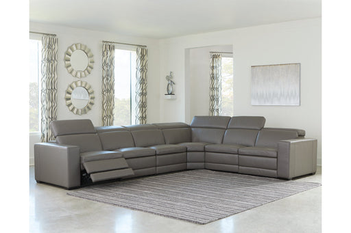 Texline Gray 7-Piece Power Reclining Sectional - SET | U5960321 | U5960322 | U5960346(3) | U5960377 | U5960323 - Vega Furniture