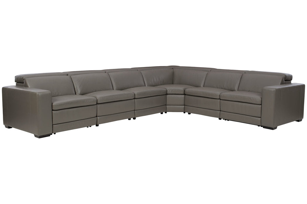 Texline Gray 7-Piece Power Reclining Sectional - SET | U5960321 | U5960322 | U5960346(3) | U5960377 | U5960323 - Vega Furniture