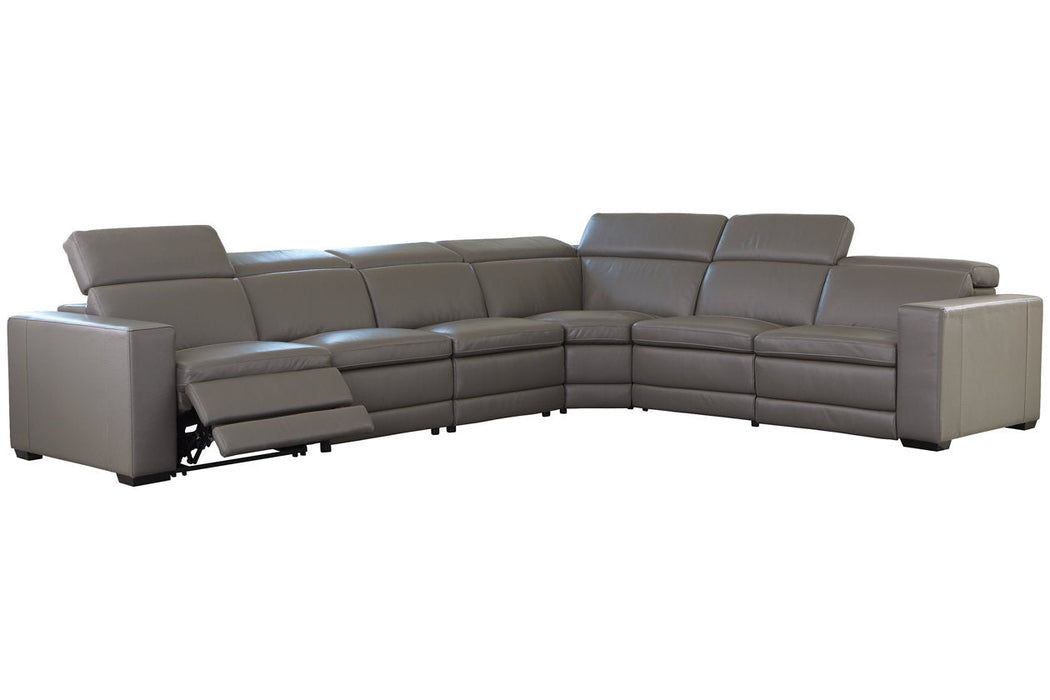 Texline Gray 7-Piece Power Reclining Sectional - SET | U5960321 | U5960322 | U5960346(3) | U5960377 | U5960323 - Vega Furniture