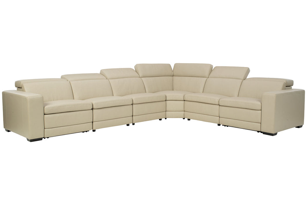 Texline Sand 7-Piece Power Reclining Sectional - SET | U5960421 | U5960422 | U5960423 | U5960477 | U5960446(3) - Vega Furniture