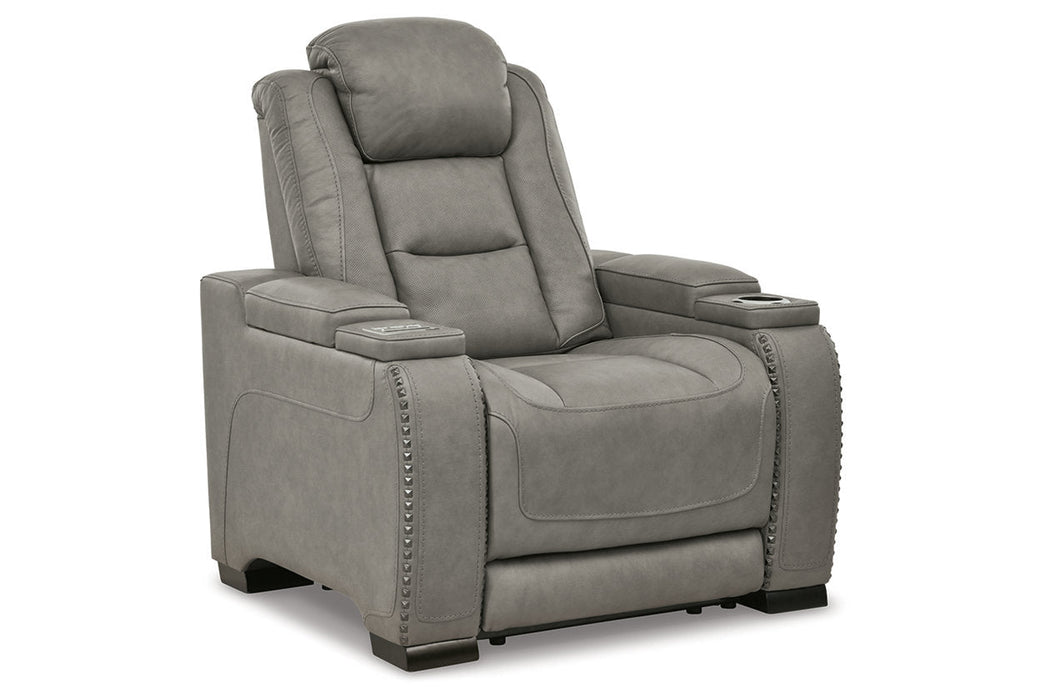 The Man-Den Gray Power Recliner - U8530513 - Vega Furniture