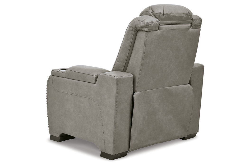 The Man-Den Gray Power Recliner - U8530513 - Vega Furniture