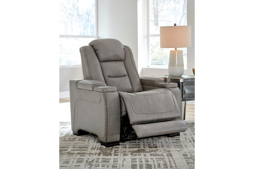 The Man-Den Gray Power Recliner - U8530513 - Vega Furniture