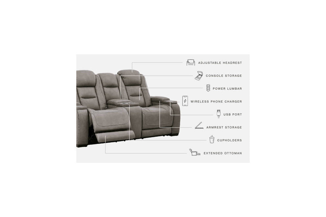 The Man-Den Gray Power Reclining Loveseat with Console - U8530518 - Vega Furniture