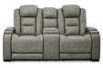 The Man-Den Gray Power Reclining Loveseat with Console - U8530518 - Vega Furniture