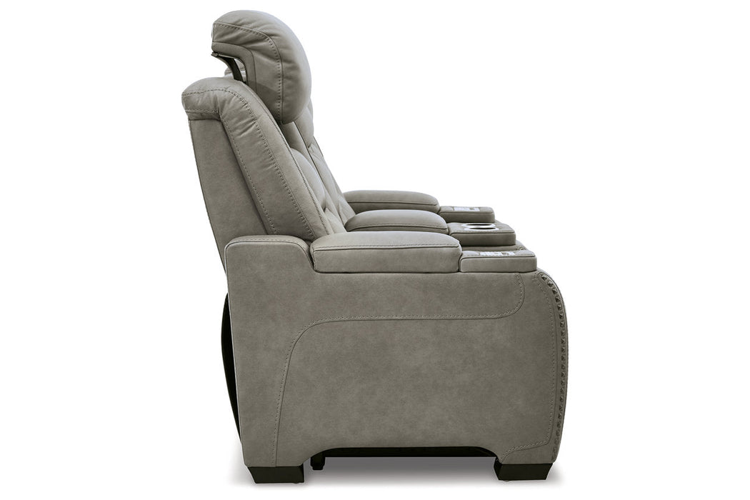 The Man-Den Gray Power Reclining Loveseat with Console - U8530518 - Vega Furniture