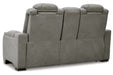 The Man-Den Gray Power Reclining Loveseat with Console - U8530518 - Vega Furniture