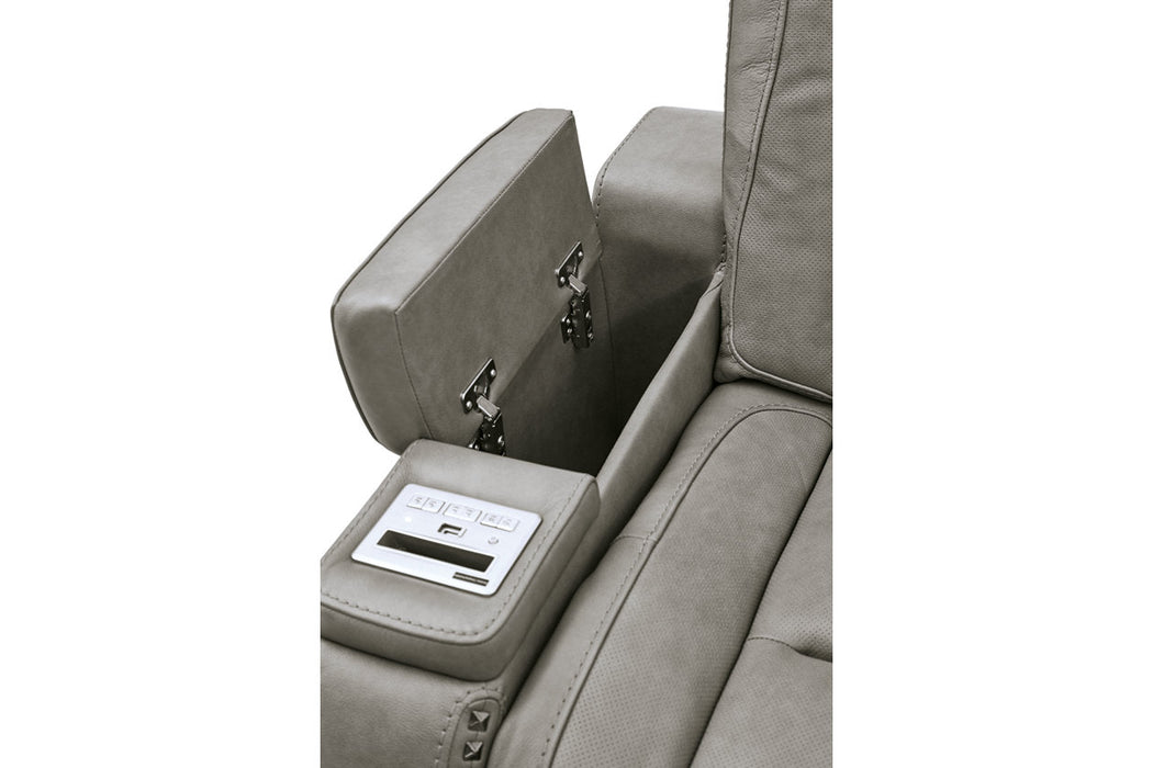 The Man-Den Gray Power Reclining Loveseat with Console - U8530518 - Vega Furniture