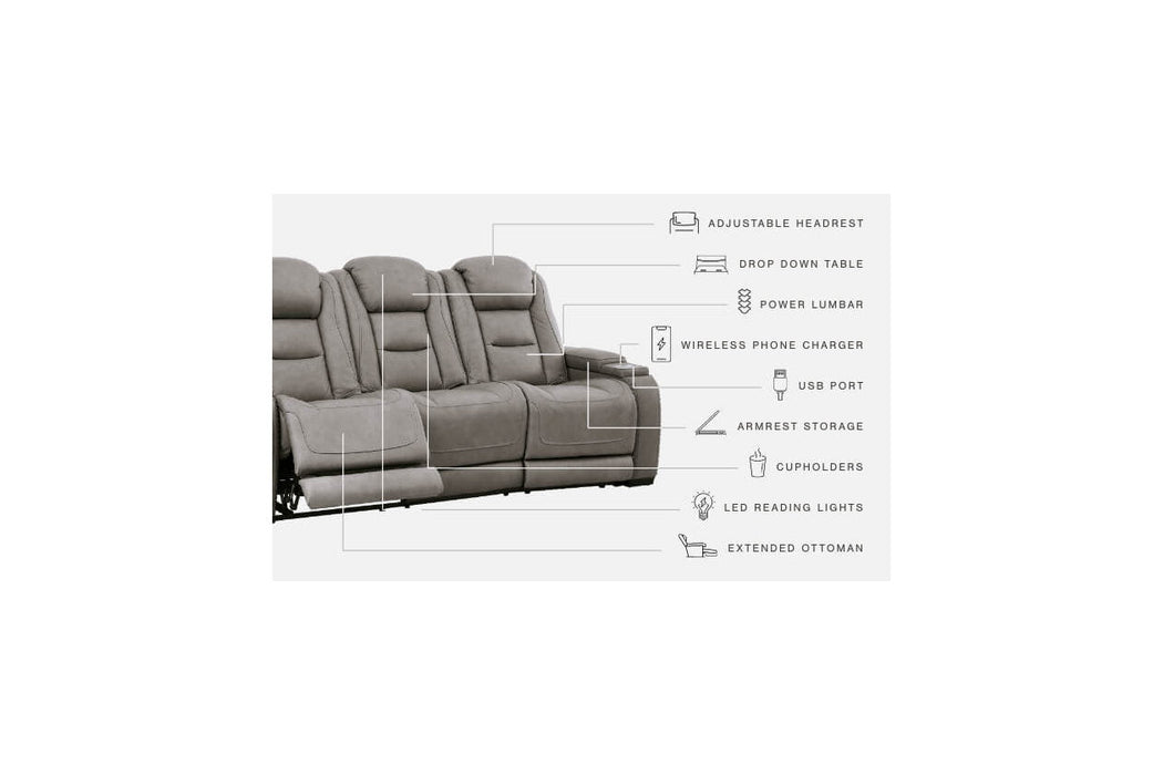 The Man-Den Gray Power Reclining Sofa - U8530515 - Vega Furniture