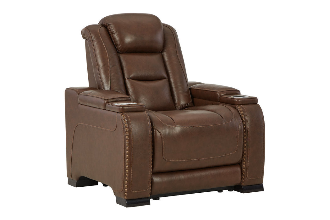 The Man-Den Mahogany Power Recliner - U8530613 - Vega Furniture