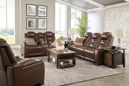 The Man-Den Mahogany Power Reclining Living Room Set - SET | U8530615 | U8530618 | U8530613 - Vega Furniture