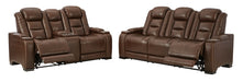 The Man-Den Mahogany Power Reclining Living Room Set - SET | U8530615 | U8530618 | U8530613 - Vega Furniture