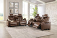 The Man-Den Mahogany Power Reclining Living Room Set - SET | U8530615 | U8530618 | U8530613 - Vega Furniture