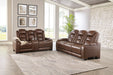 The Man-Den Mahogany Power Reclining Living Room Set - SET | U8530615 | U8530618 | U8530613 - Vega Furniture