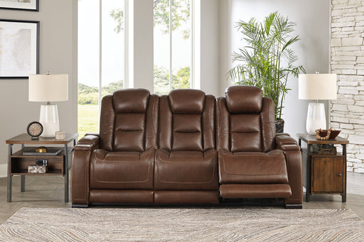 The Man-Den Mahogany Power Reclining Sofa - U8530615 - Vega Furniture