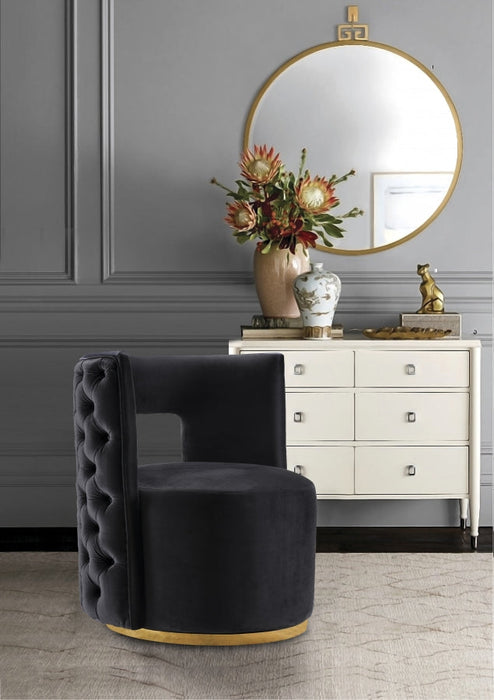 Theo Black Velvet Accent Chair - 594Black - Vega Furniture
