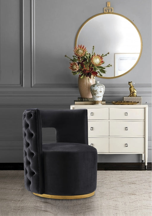 Theo Black Velvet Accent Chair - 594Black - Vega Furniture