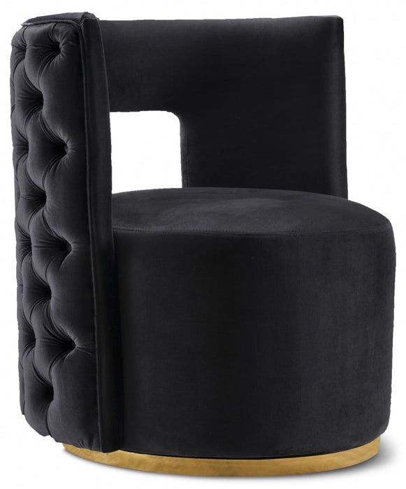 Theo Black Velvet Accent Chair - 594Black - Vega Furniture