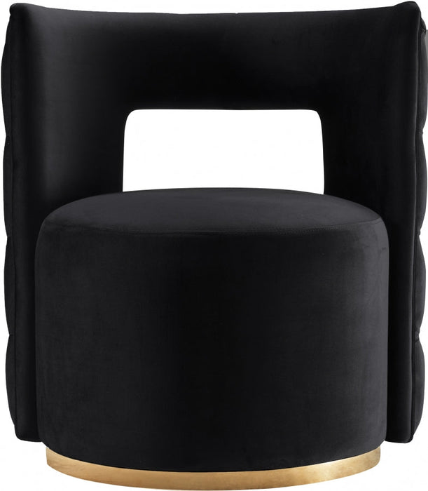 Theo Black Velvet Accent Chair - 594Black - Vega Furniture