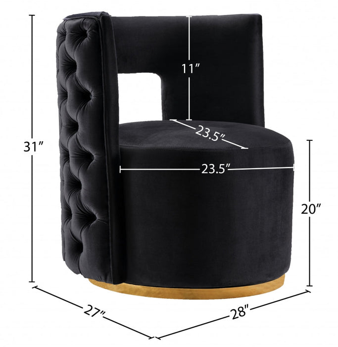 Theo Black Velvet Accent Chair - 594Black - Vega Furniture