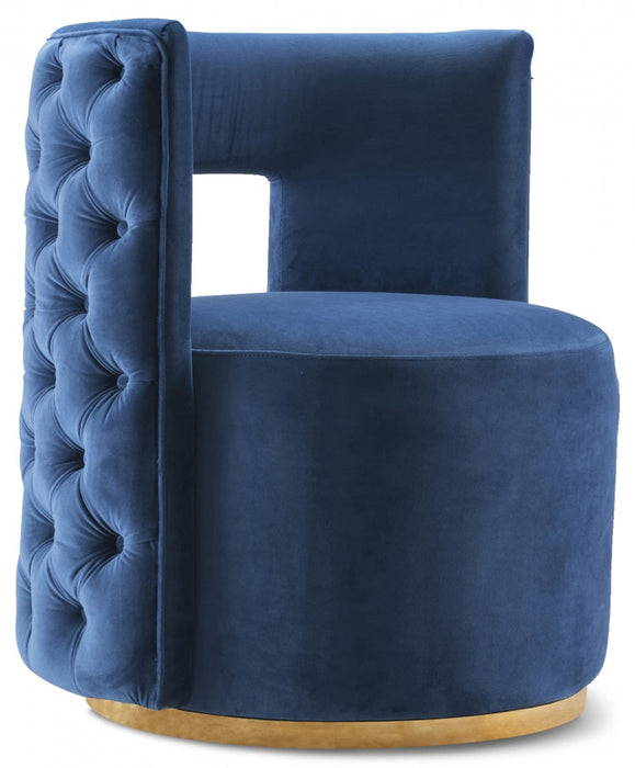 Theo Blue Velvet Accent Chair - 594Navy - Vega Furniture
